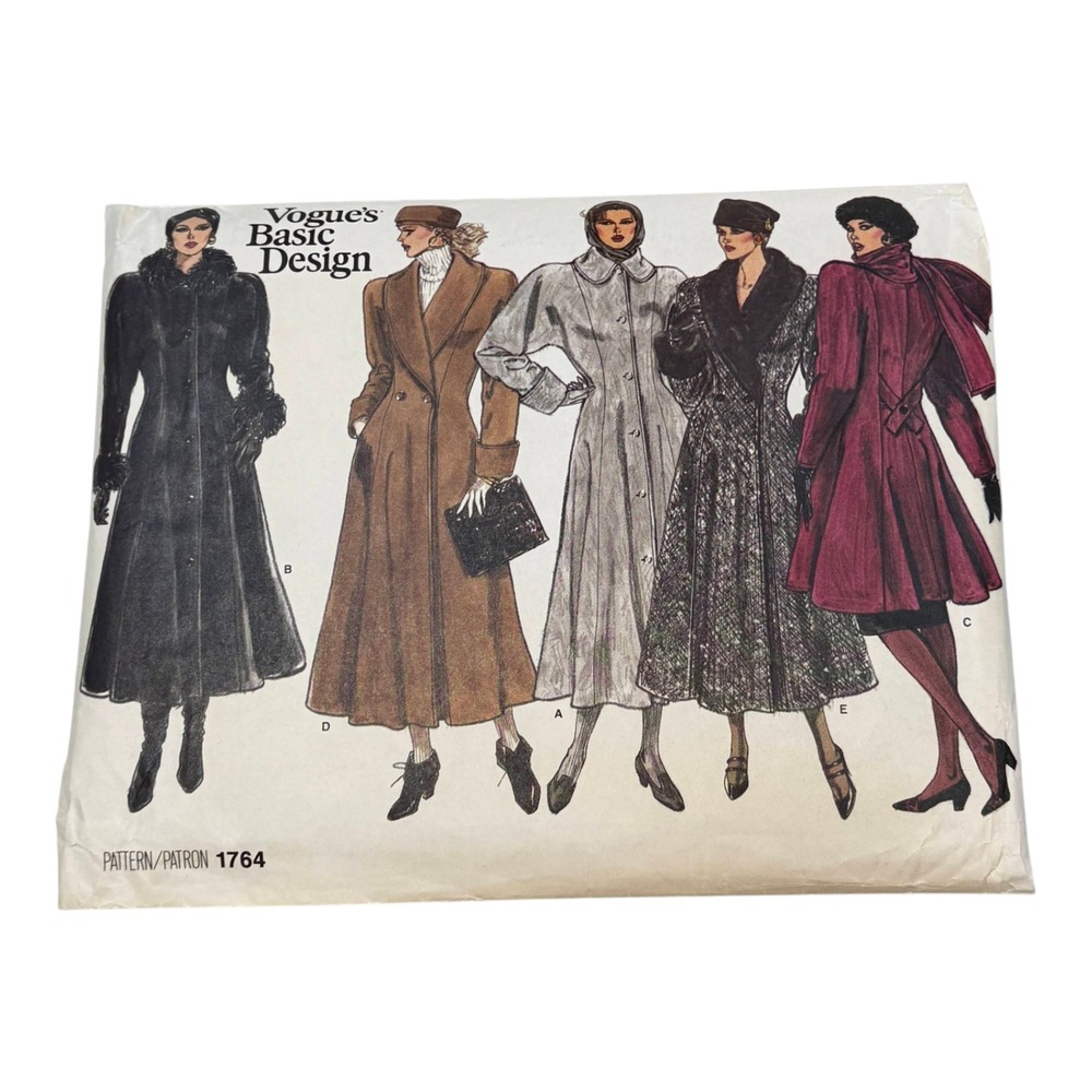 Vogue 1764 Sewing Pattern Coat Scarf Size 10 New Uncut